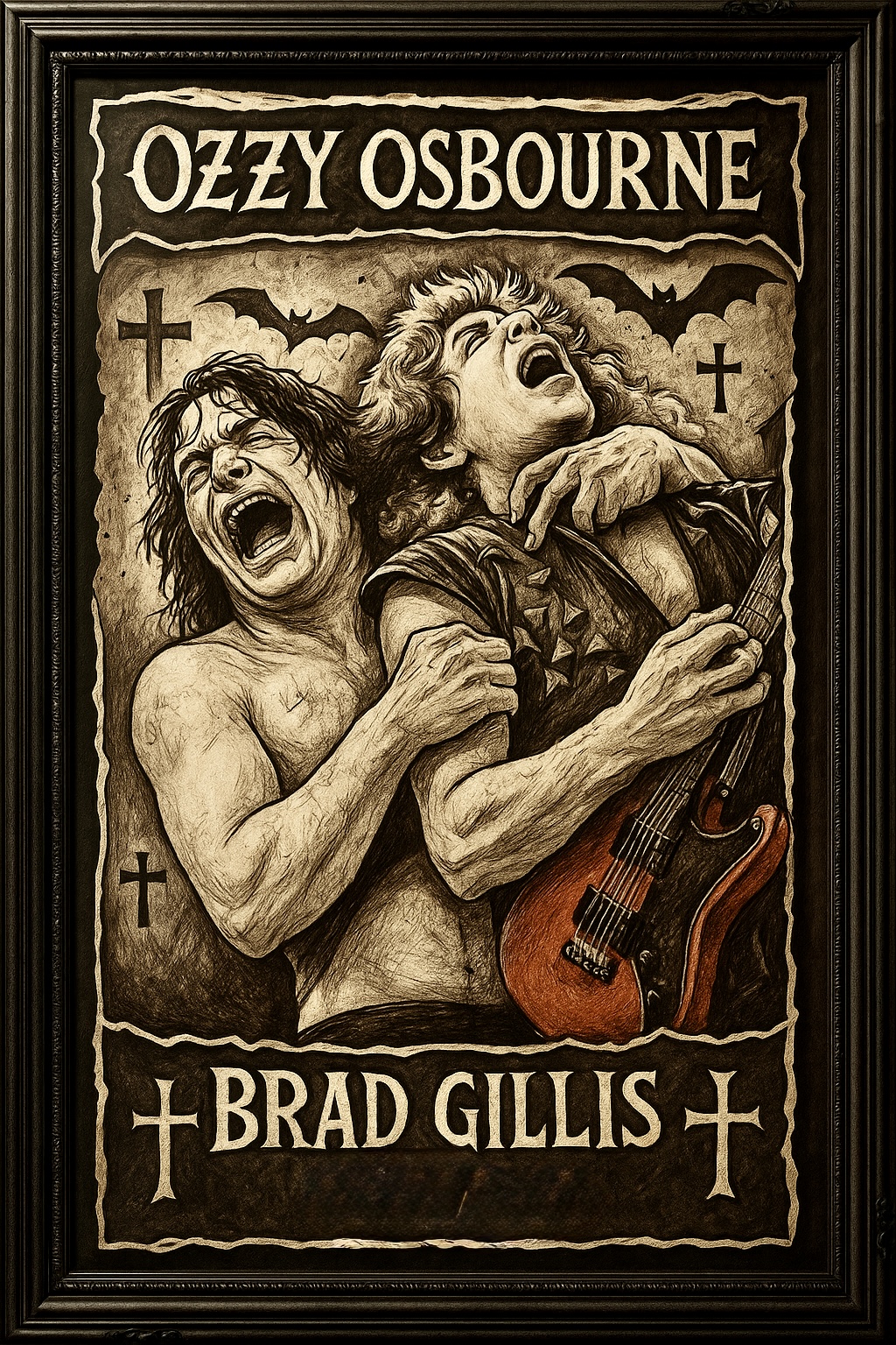 Ozzy Osbourne and Brad Gillis on stage